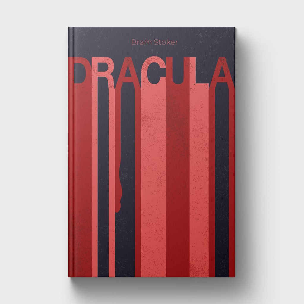Dracula cover book sample featuring the word "Dracula" with blood dripping down.