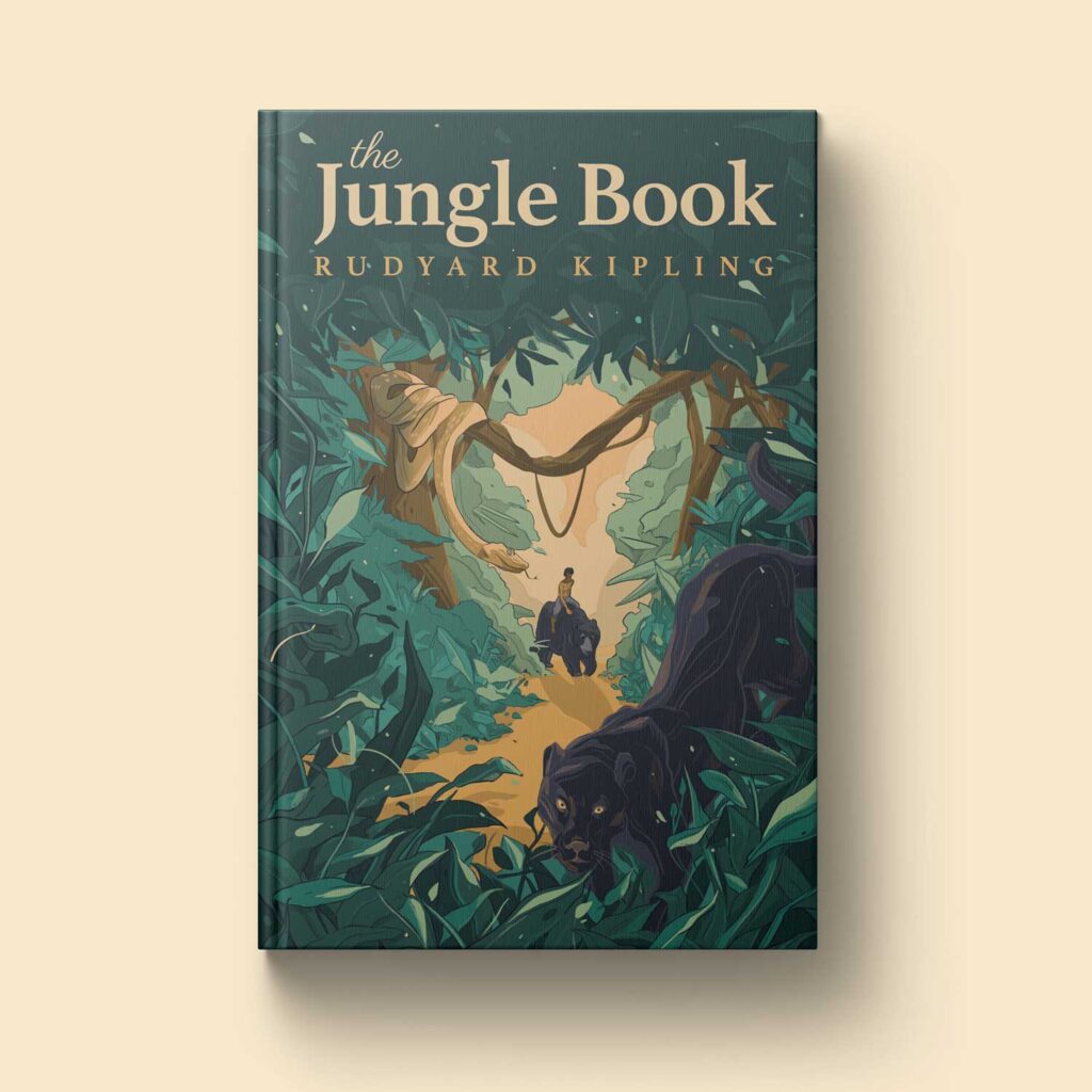 The Jungle Book sample cover featuring an illustrated scene of the Jungle and the characters.