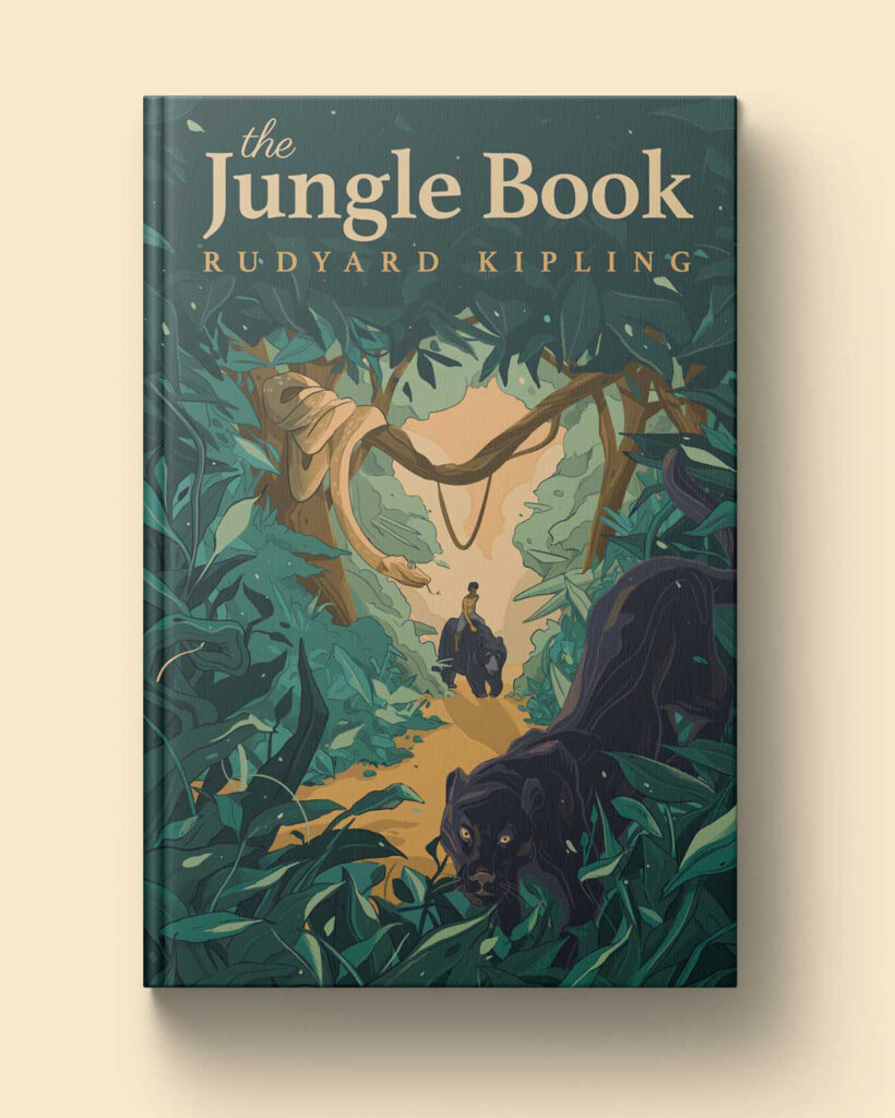 The Jungle Book sample cover featuring an illustrated scene of the Jungle and the characters.