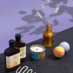 Brand photography of lotion, candles and bath bombs from Melt.