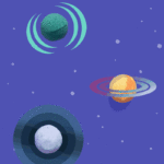 Stop motion gif of bath bombs illustrated as planets for Melt.