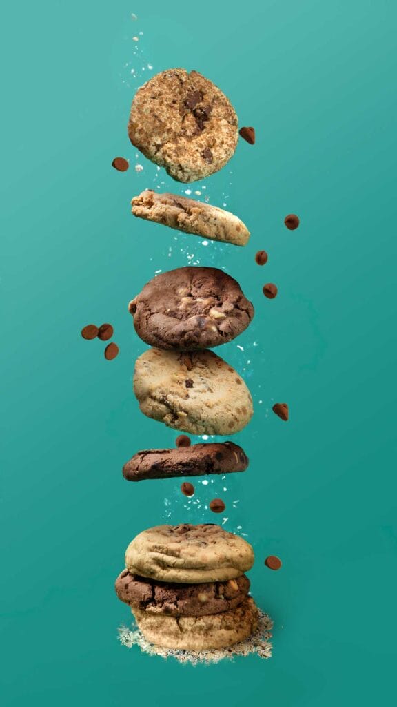 stack of cookies floating on top of each other