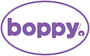 Boppy pillow logo in purple.