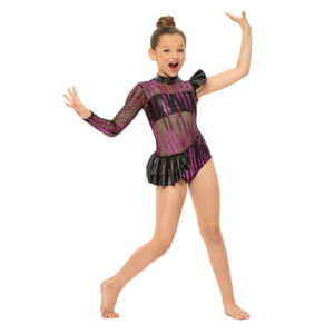 Jazz dancer posed in an inverted lunge with arms pressed to sides and a vivid expression on their face.