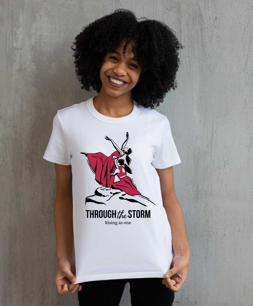 Through the Storm illustration t-shirt design art for dance studios.