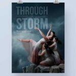"Through the Storm" poster featuring a composite of dancers on the edge of a cliff.