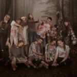 Photo composite of a group of tap dancers from Rocky Mountain Rhythm posed as the undead in a forest scene.