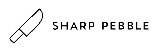 Sharp Pebble logo with knife logomark.