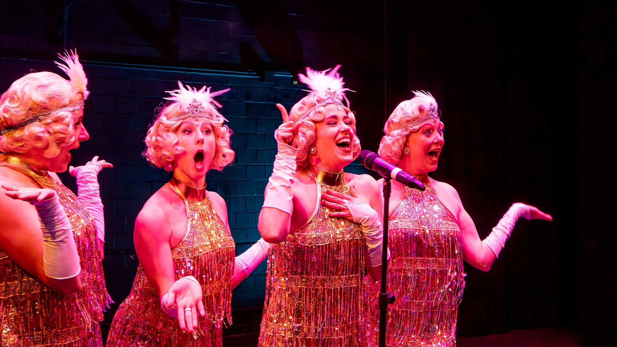 Honey Taps dancers on stage photographed at dress rehearsal