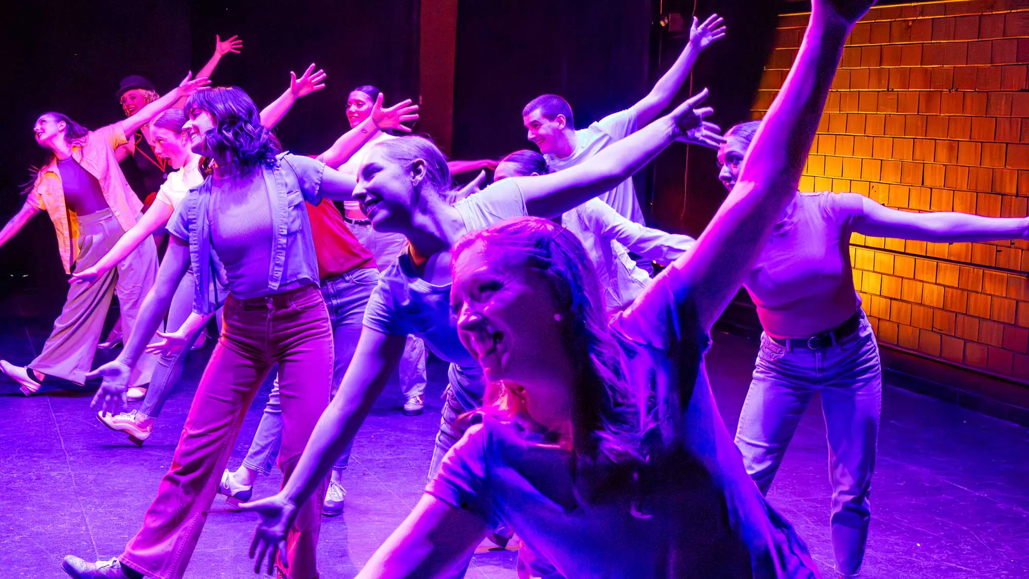 Rocky Mountain Rhythm dancers on stage photographed at dress rehearsal