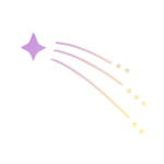 Brand icon of shooting star in purple and yellow.