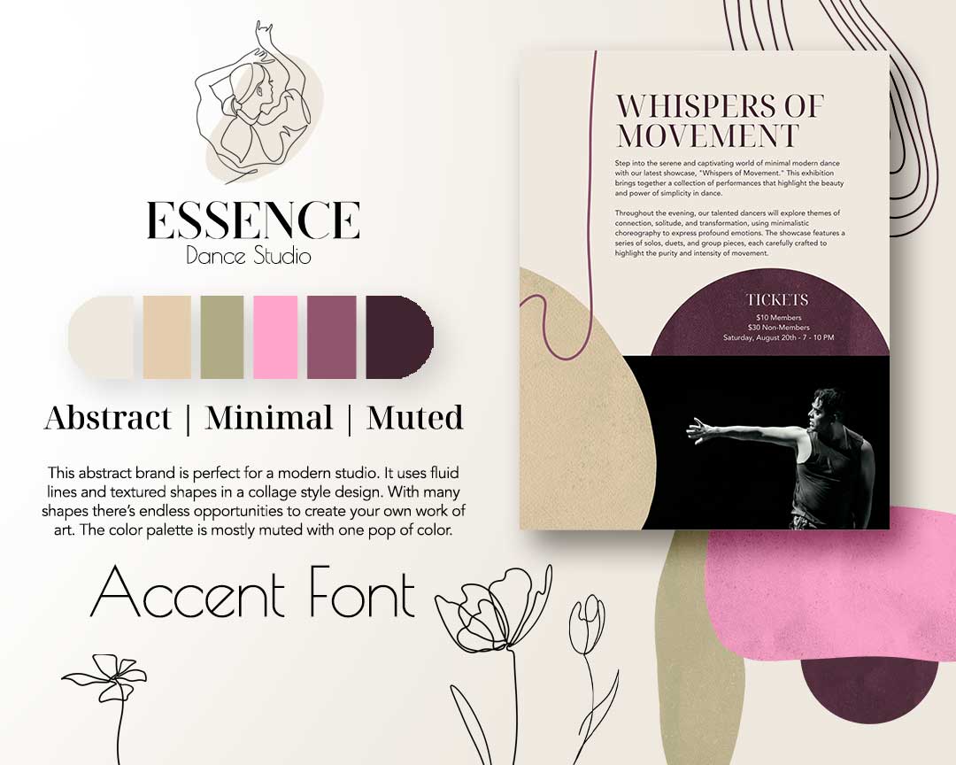 Essence dance and yoga studio logo and brand guide