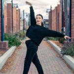 Dancer en pointe posed in downtown Longmont