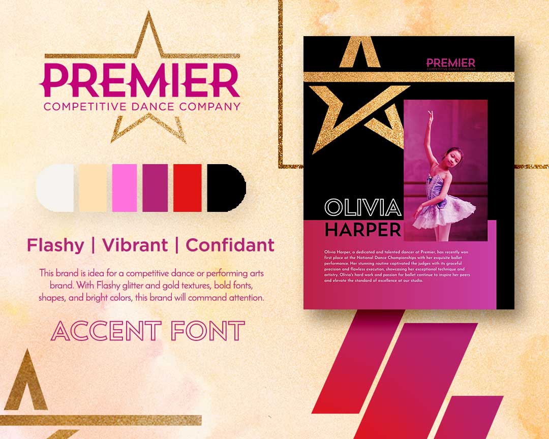 Premier competitive dance studio logo and brand guide