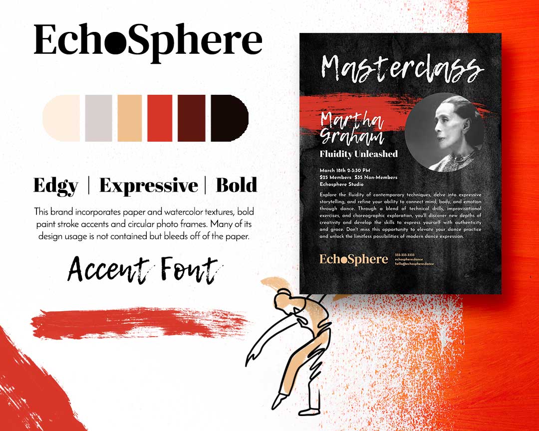 Echosphere dance studio logo and brand guide