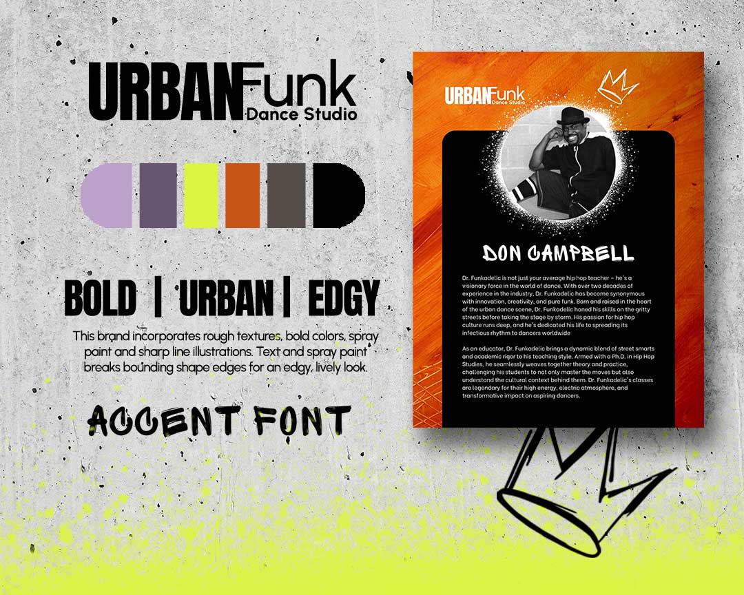 Urban Funk dance studio logo and brand guide