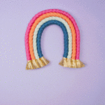 animated GIF from a still of rainbow fiber craft