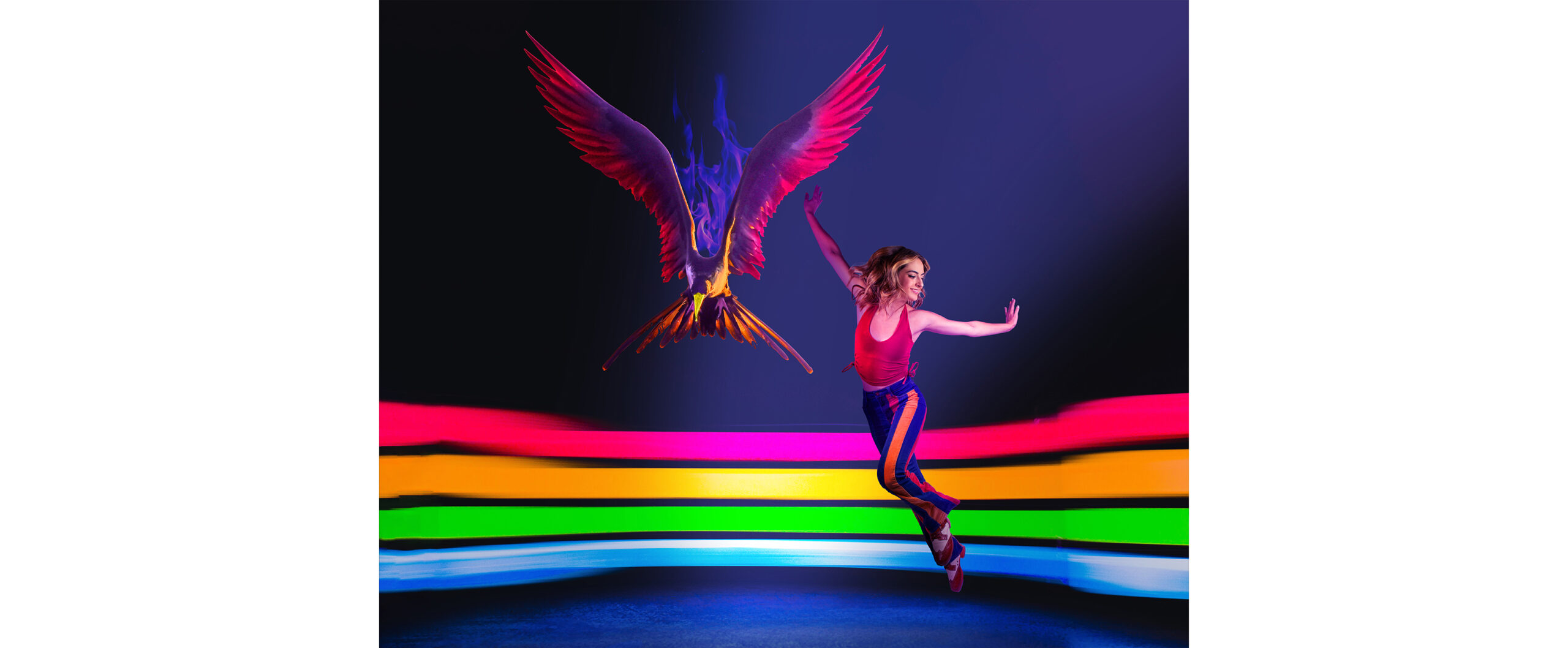 Mythical Dance Partner photo composite tap dance with a phoenix