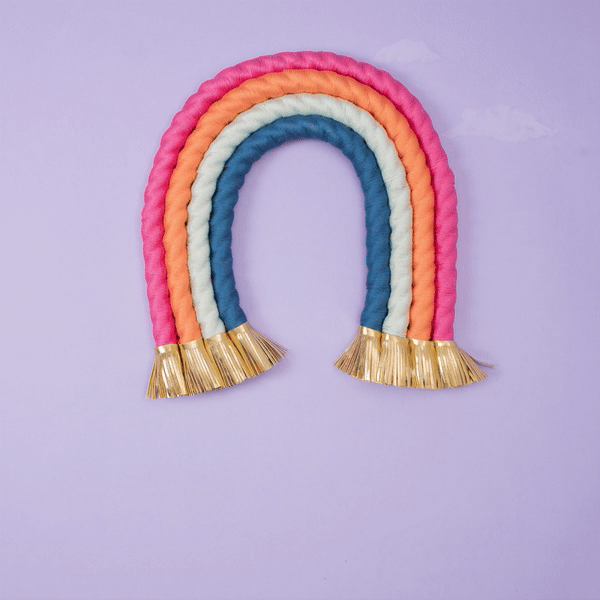 stop motion graphic made from a photograph of macrame rainbow