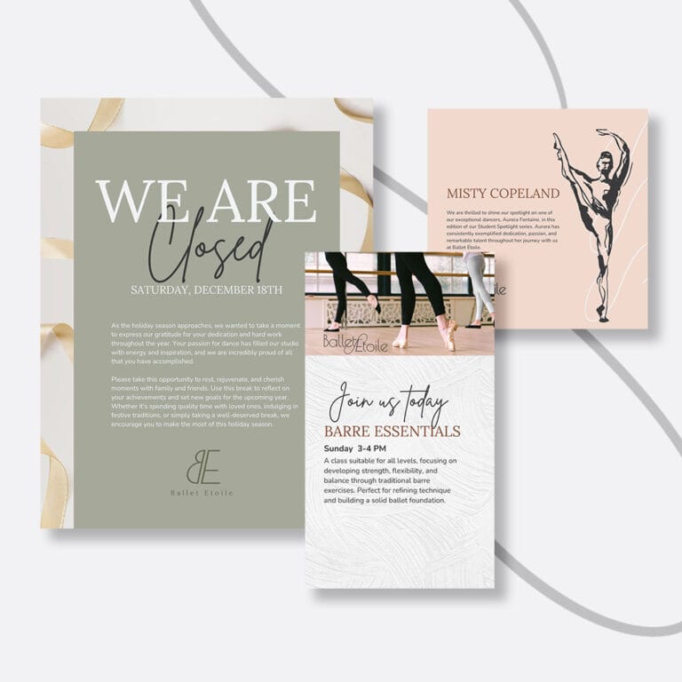 Ballet Etoile Dance Studio ballet branding and logo design Airy Earthy Classic Elegant