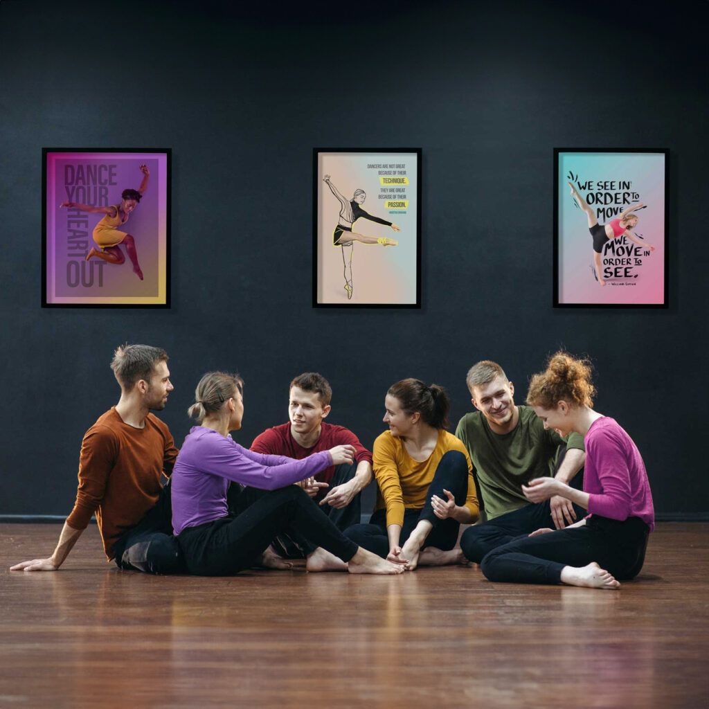 Dance Studio design with custom posters on the wall