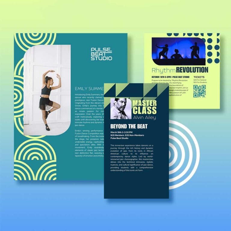 Pulse Beat Studio dance branding and logo design Vibrant Fun Modern