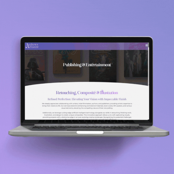 Website mockup scroll through