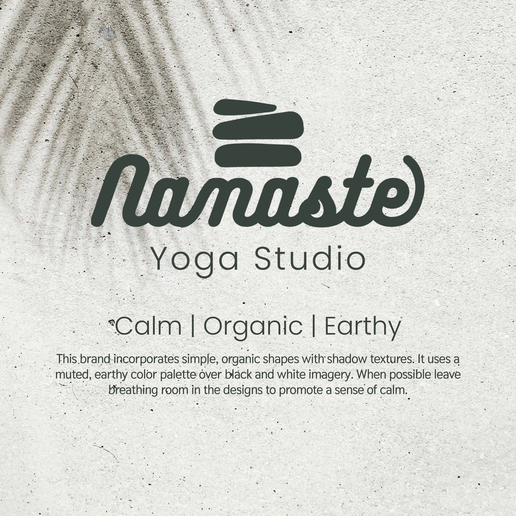 Namaste yoga studio brand package and logo organic calm earthy