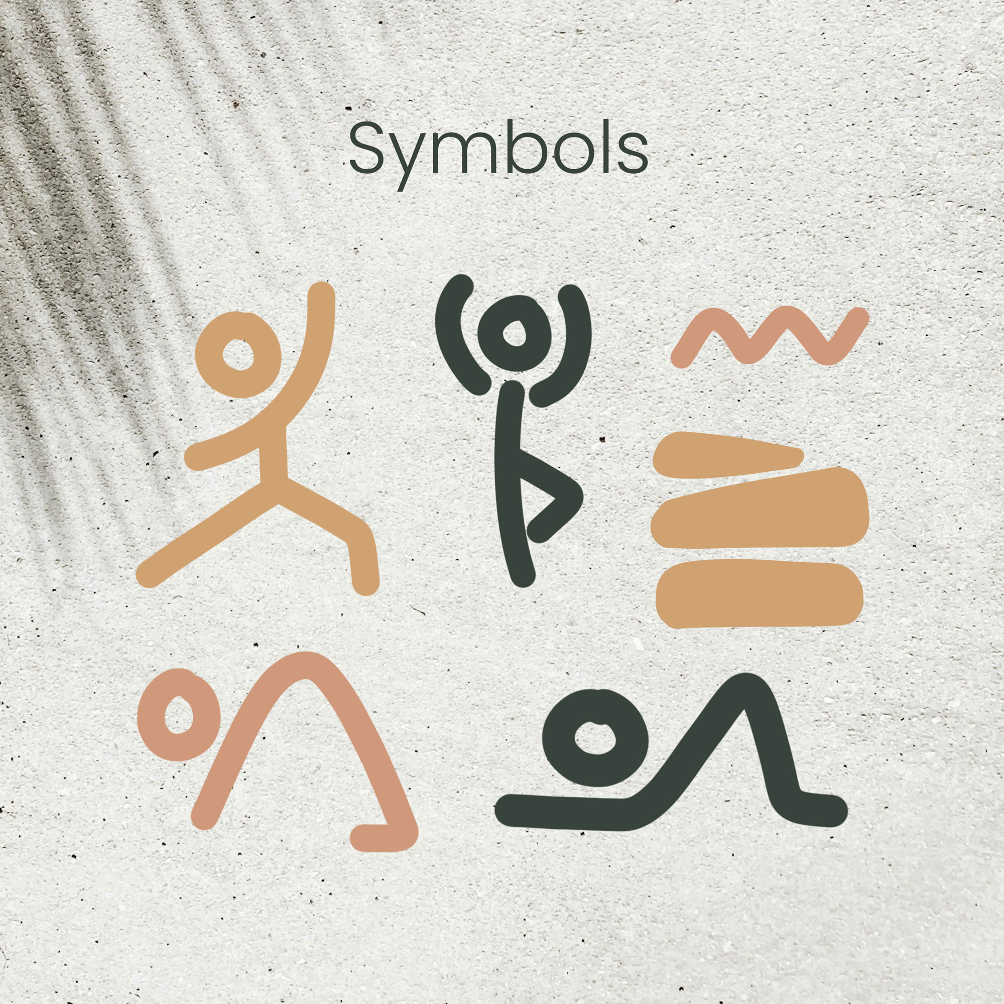 Namaste yoga studio brand package and logo organic calm earthy symbols