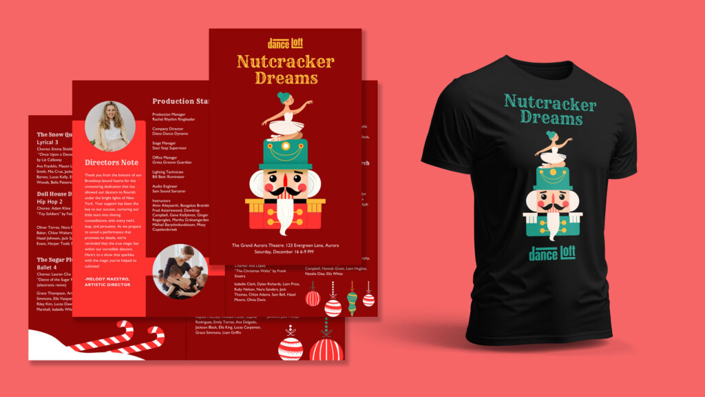 Nutcracker dance showcase marketing materials mockup