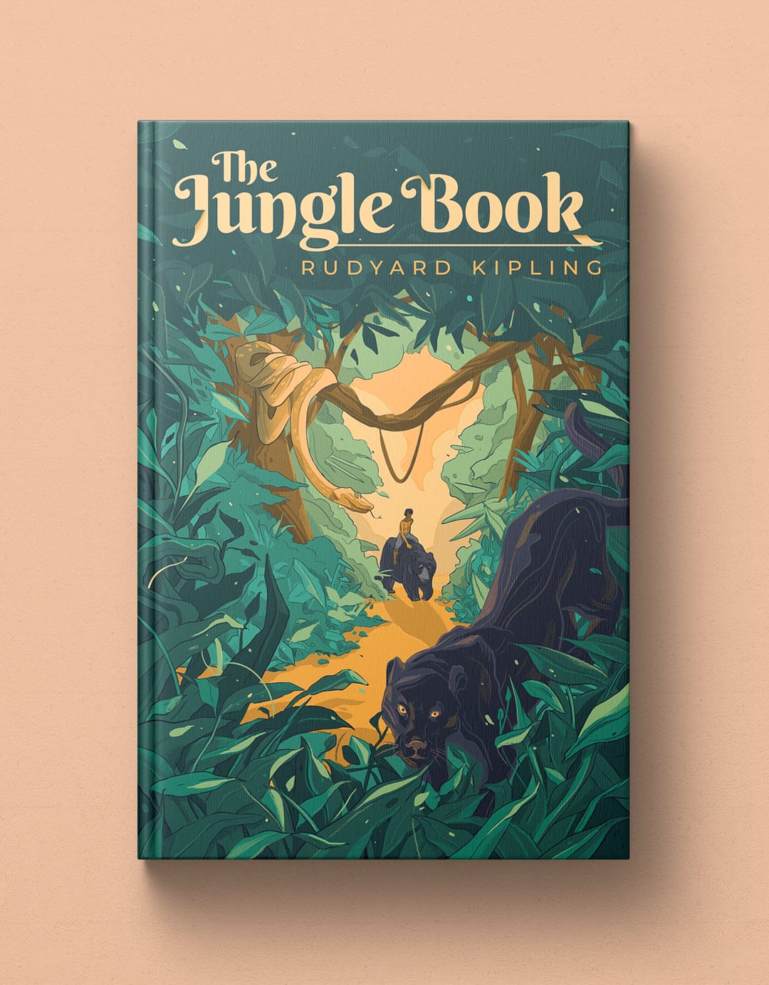 The Jungle Book illustrated book cover mockup