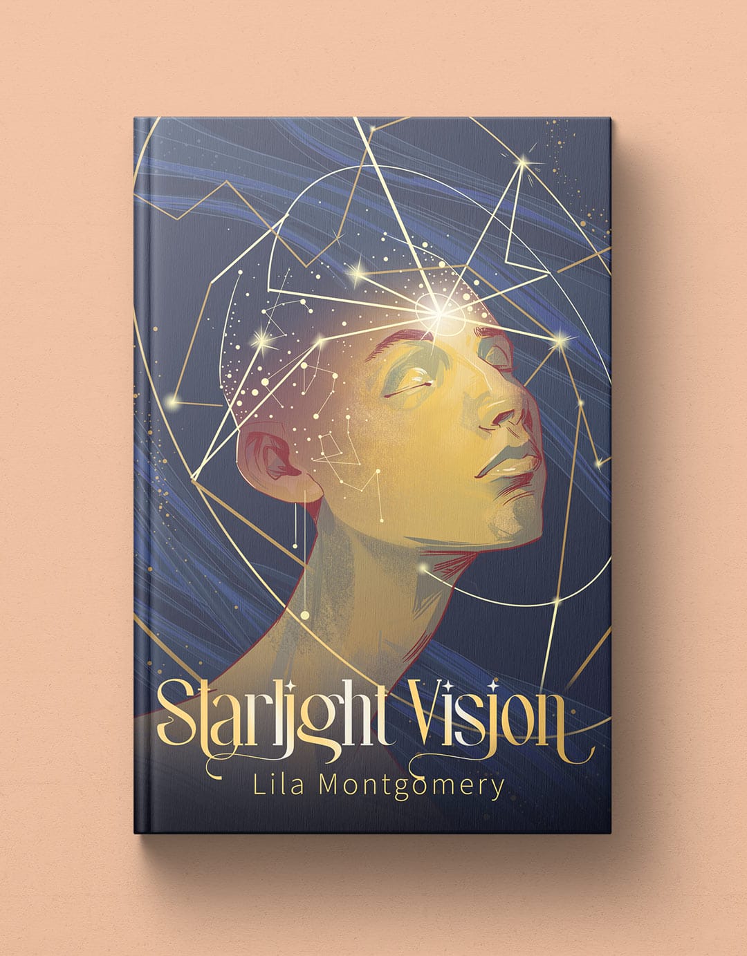 Starlight Vision book cover mockup with illustration