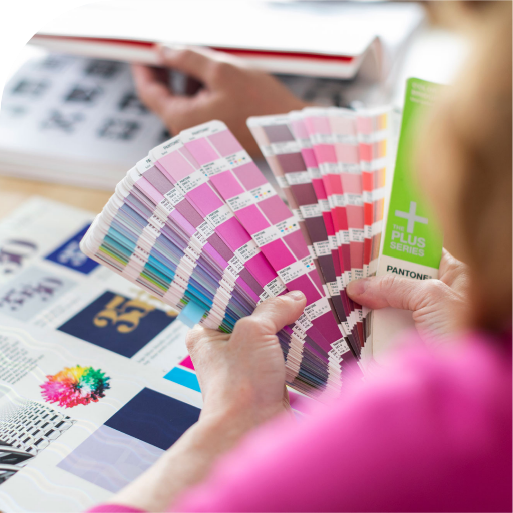Vibrant Pantone color swatch fan deck for professional color matching and design inspiration.