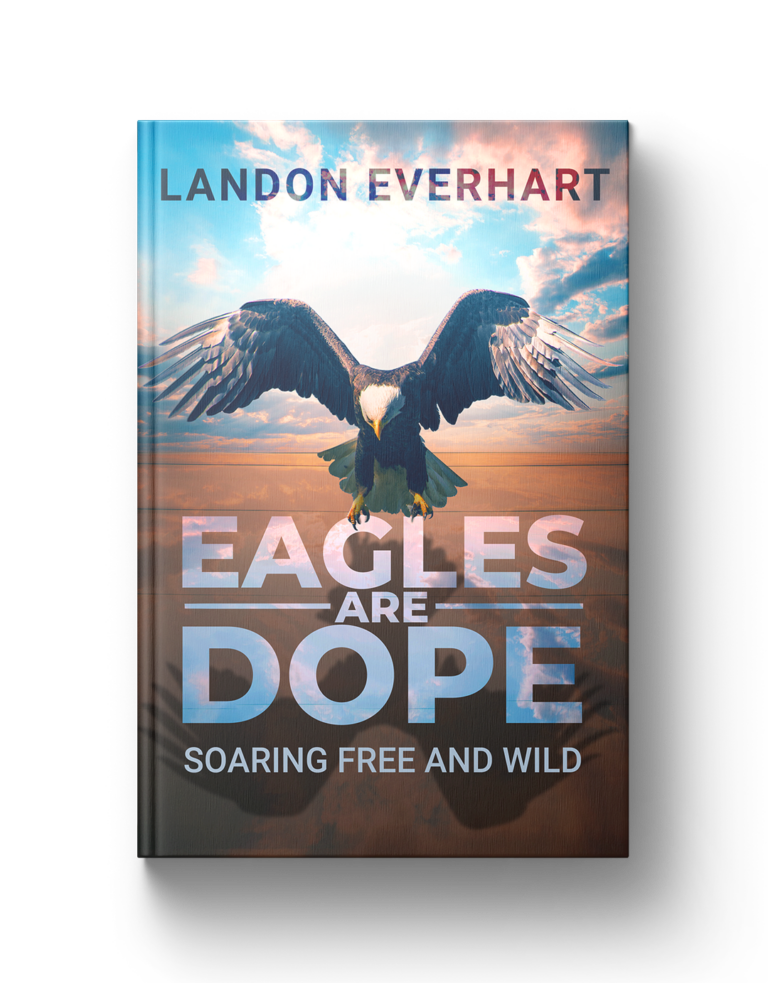 Vibrant eagle soaring in the sky with colorful clouds, emphasizing freedom and strength.