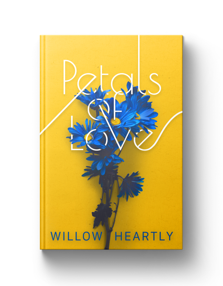Bright yellow floral book cover with vibrant blue daisies, stylish typography, and contemporary design.