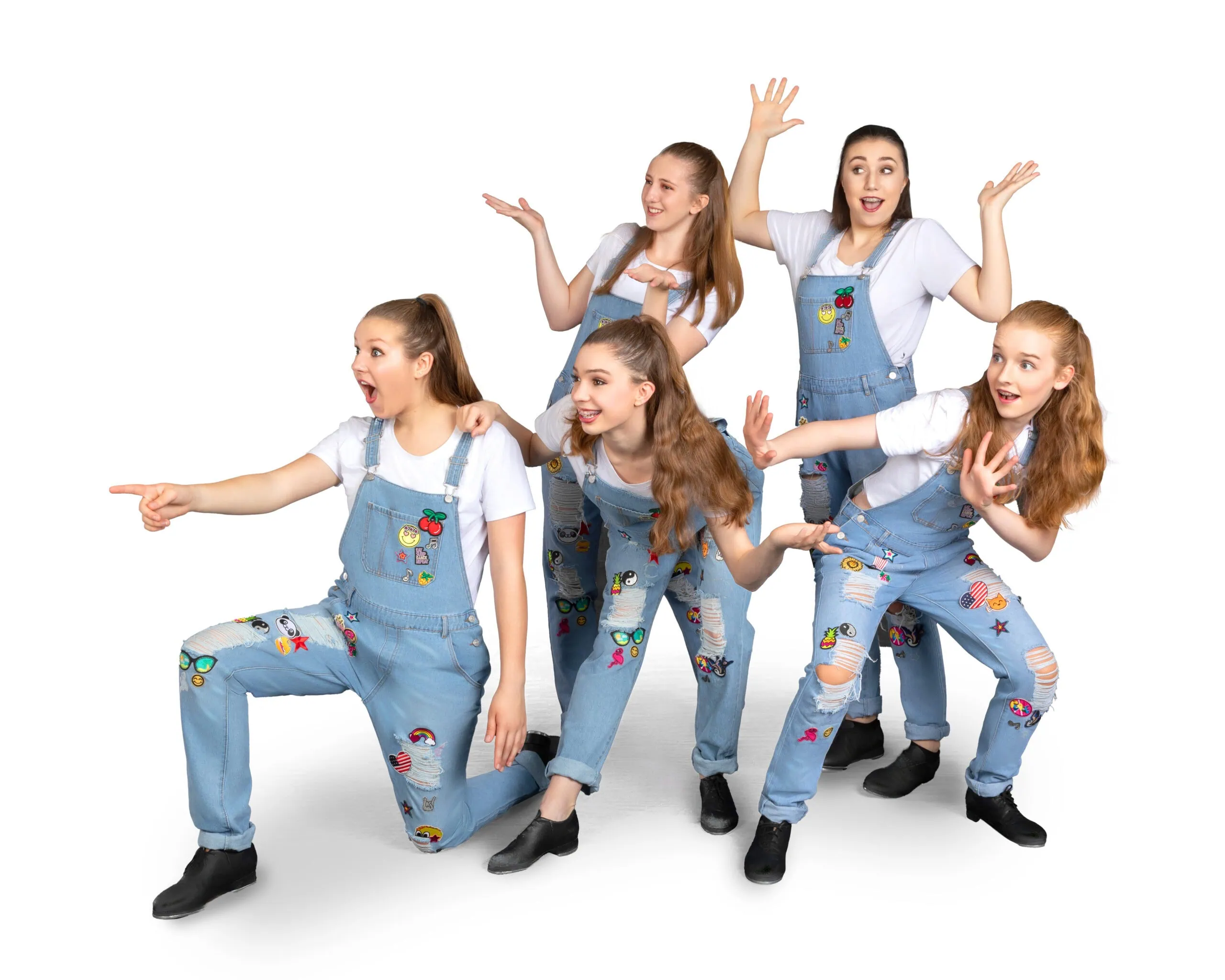 Group of girls in playful poses.
