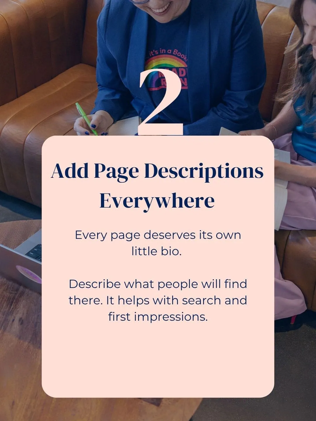 SEO tip explaining the importance of unique page descriptions