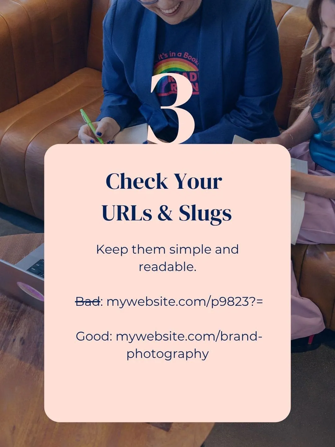 Example of good and bad website URL slugs for SEO