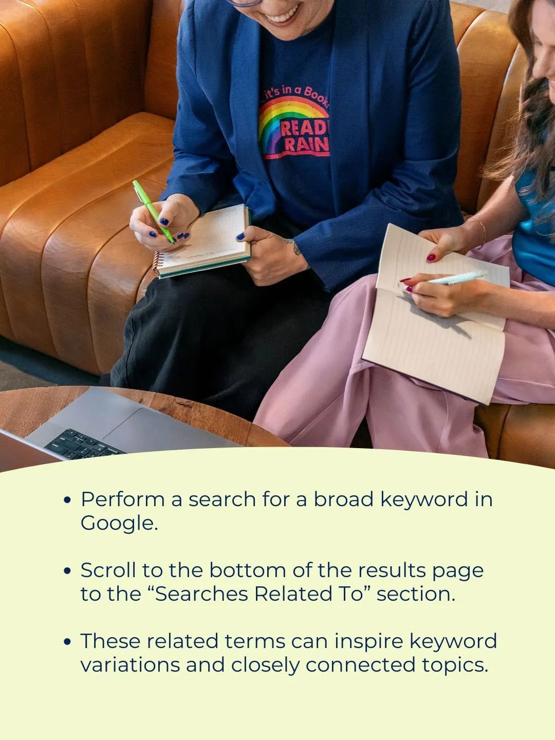 Steps for finding keyword ideas using Google search results