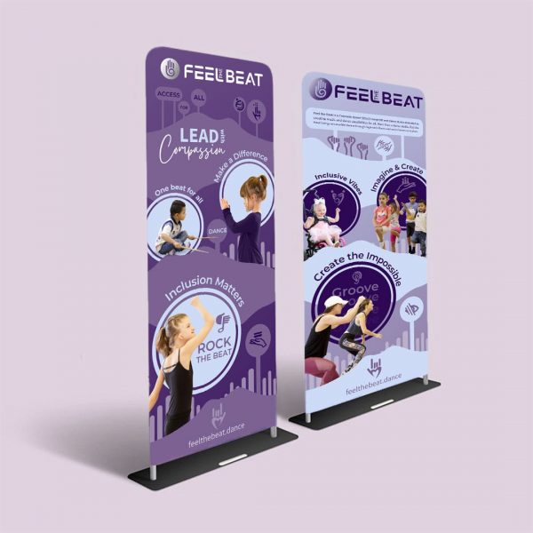 Feel the Beat event signage mockups for banners with graphics