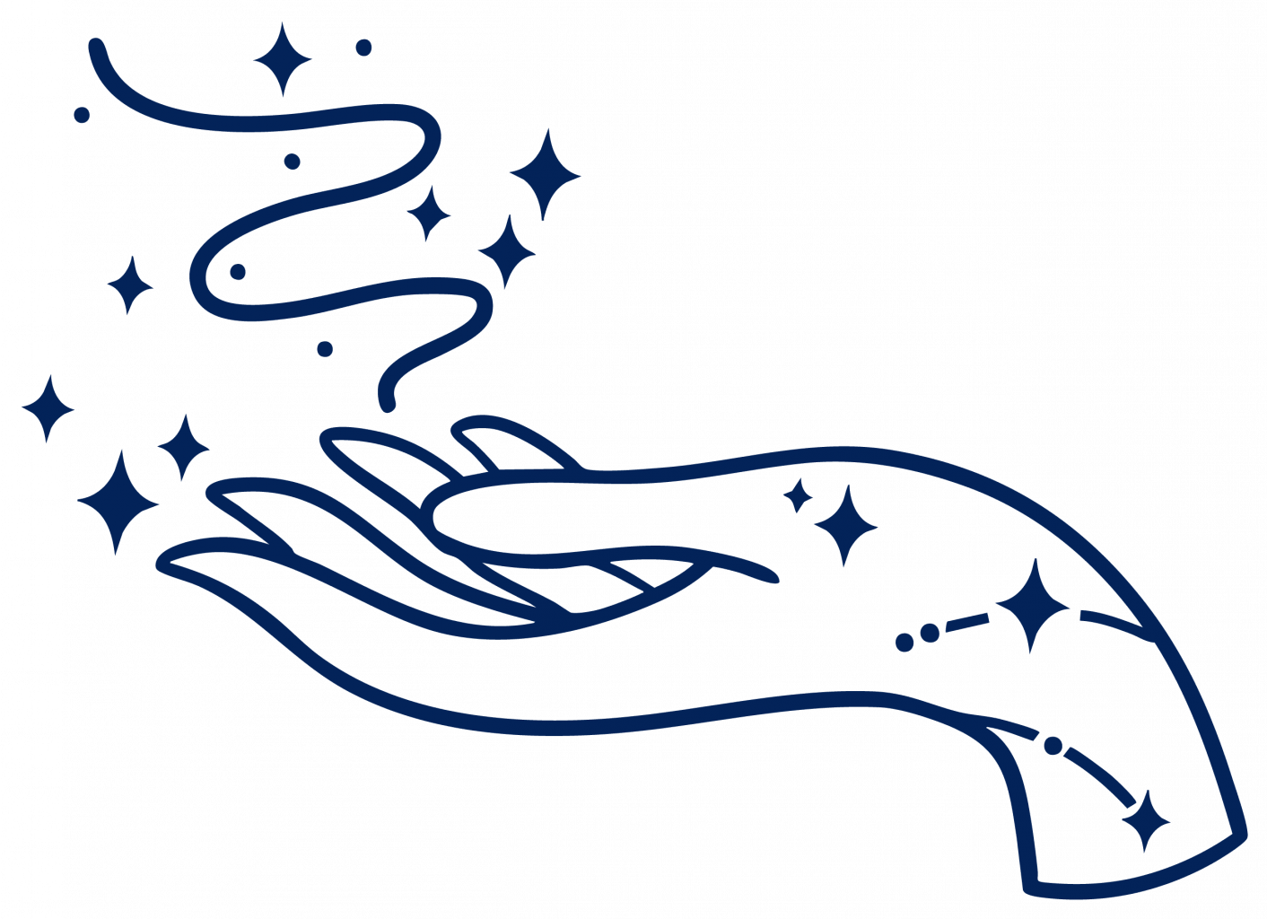 magical hand open illustrated brand submark