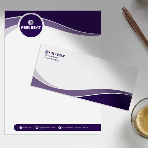 Feel the Beat branding letterhead and envelope design