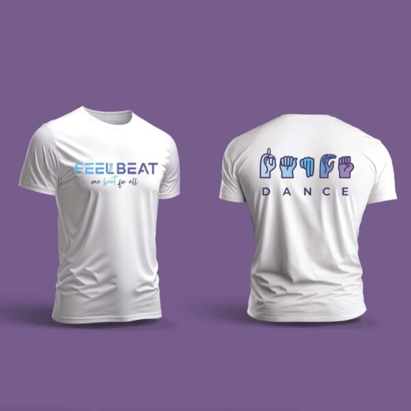 merchandise mockup for Feel the Beat dance studio shirt