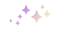 Brand icon of stars in purple and yellow.
